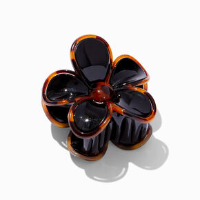 Black Tortoiseshell Lined Flower Hair Claw ,