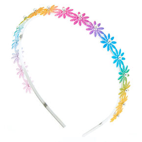 Rainbow Glitter Daisy Headband,