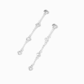 Silver Chain Cubic Zirconia 3&quot; Drop Earrings,