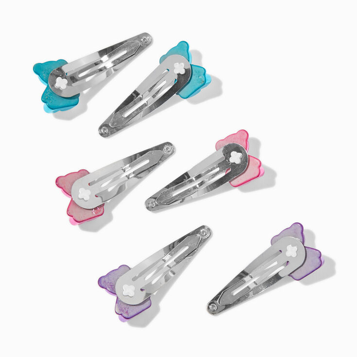 Chrome Bear Snap Hair Clips - 6 Pack,