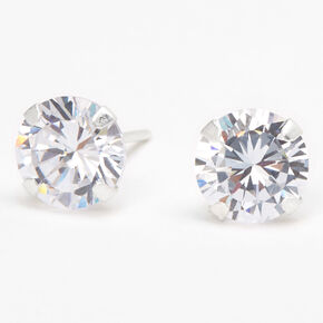 C LUXE by Claire&#39;s Sterling Silver Cubic Zirconia 8MM Round Martini Stud Earrings,