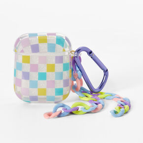 Pastel Checkered Silicone Earbud Case Cover - Compatible With Apple AirPods&reg;,