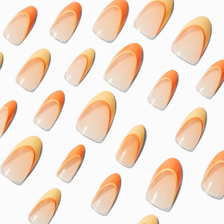 Monochromatic Orange Tip Stiletto Vegan Faux Nail Set - 24 Pack,