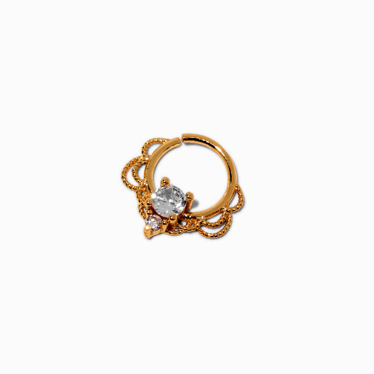 Gold-tone Stainless Steel Cubic Zirconia 16G Chandelier Daith Earring,