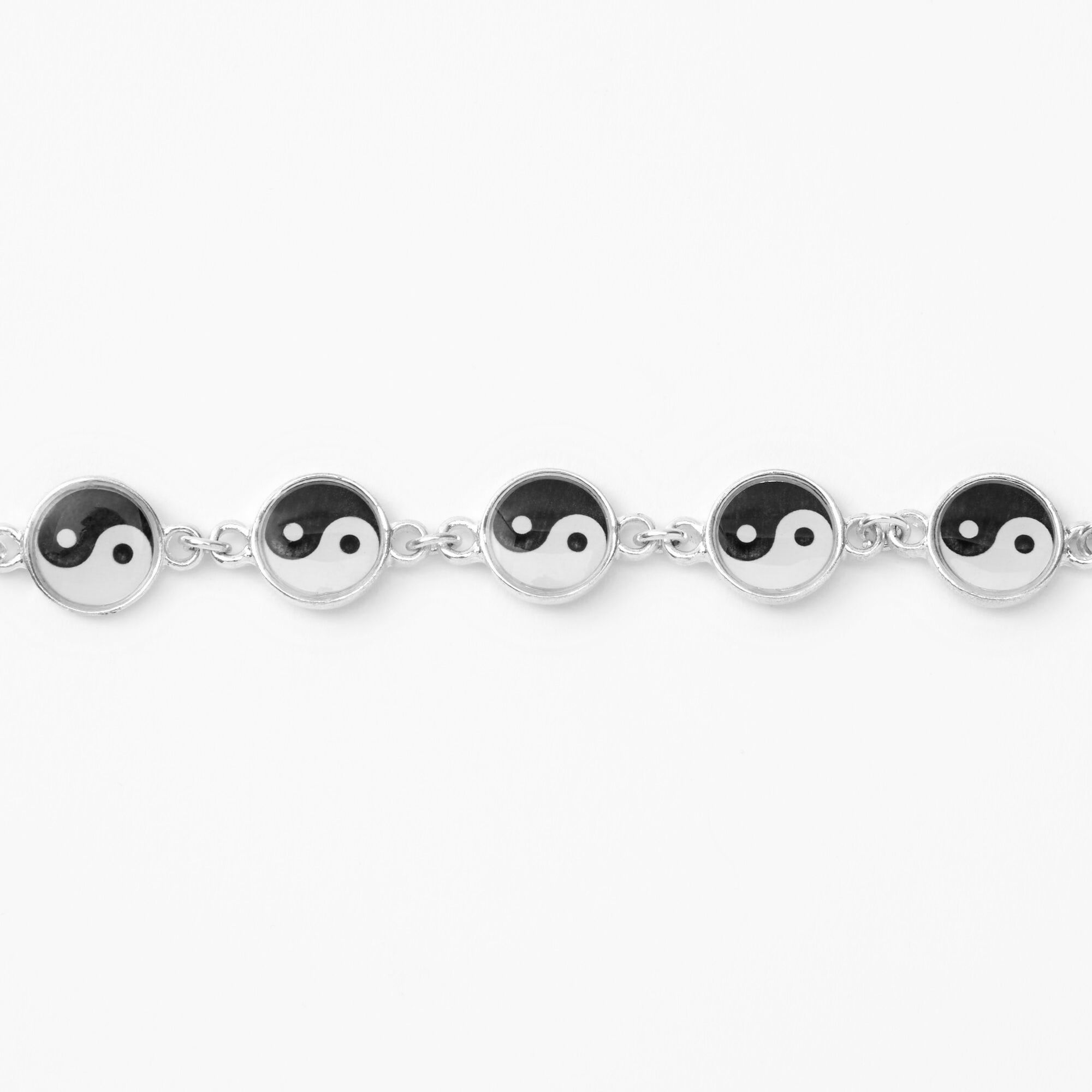 Yin yang top silver bracelet