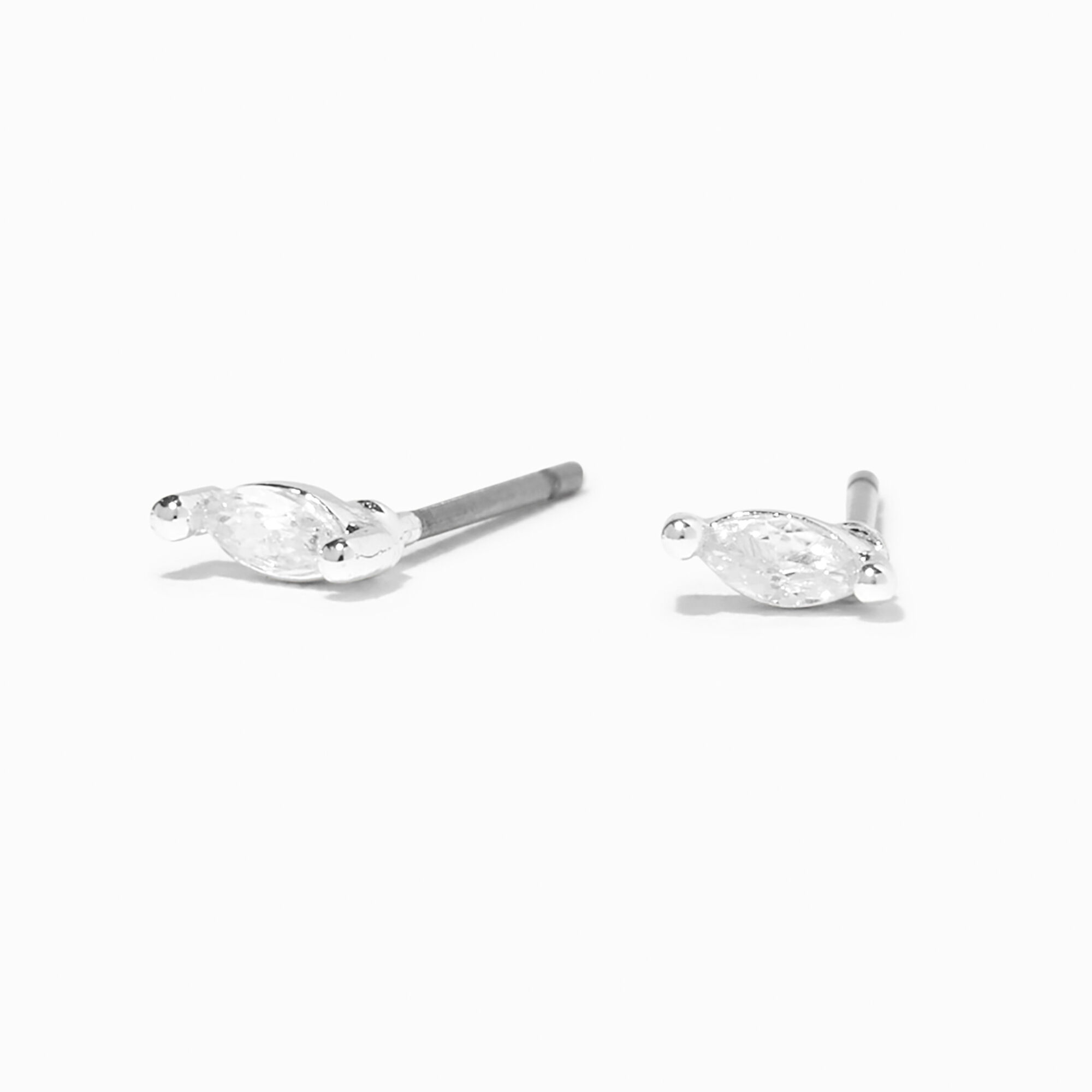 View Claires Tone Cubic Zirconia Marquise Stud Earrings Silver information