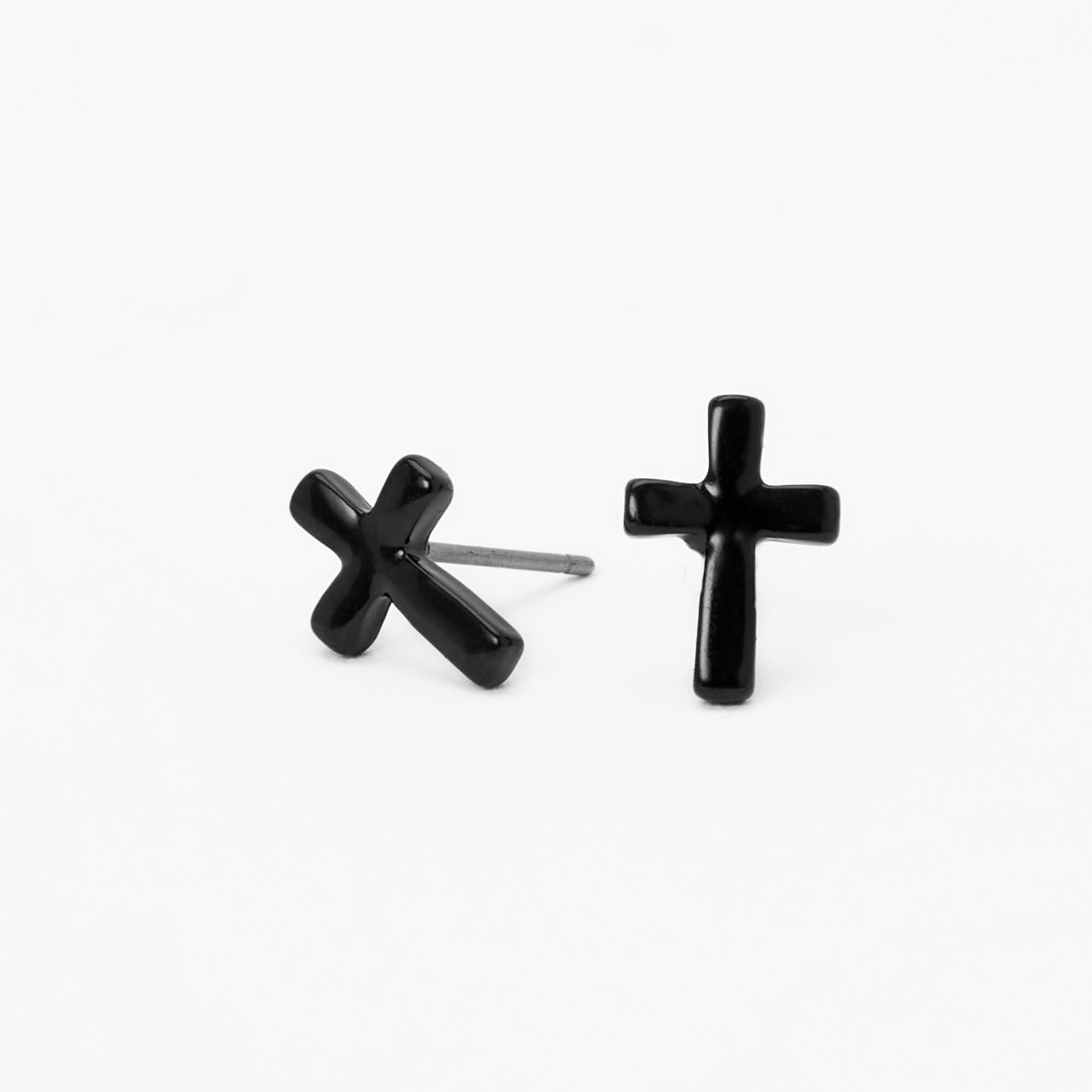 View Claires Cross Stud Earrings Black information