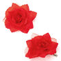 Mini Rose Hair Clips - Red, 2 Pack,