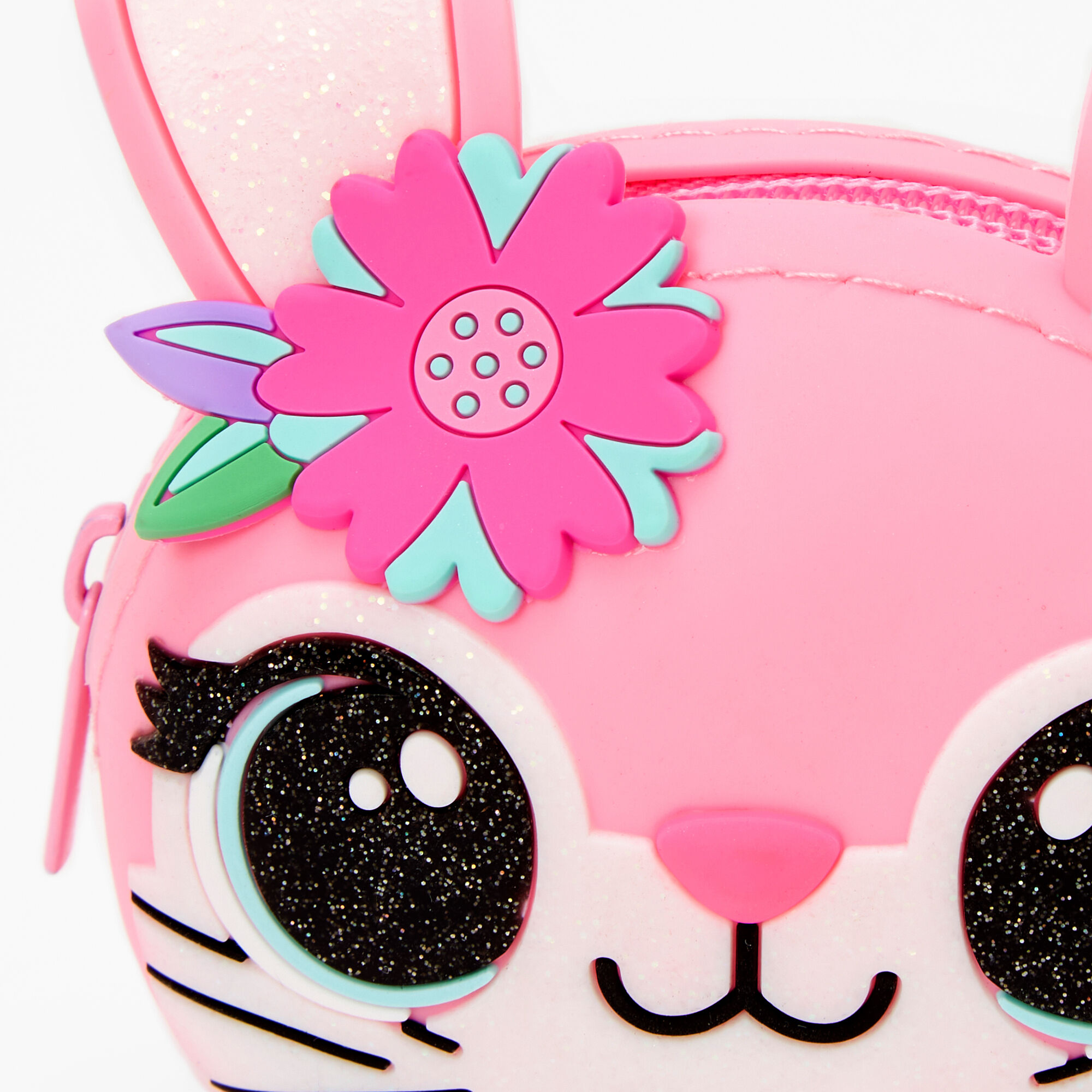 Porte-monnaie en silicone visage de lapin - Rose,