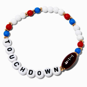 Red &amp; Blue &#39;&#39;Touchdown&#39;&#39; Beaded Stretch Bracelet,