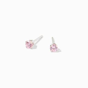 Claire&#39;s Exclusive Platinum 3mm Pink Cubic Zirconia Ear Piercing Kit with After Care Lotion,