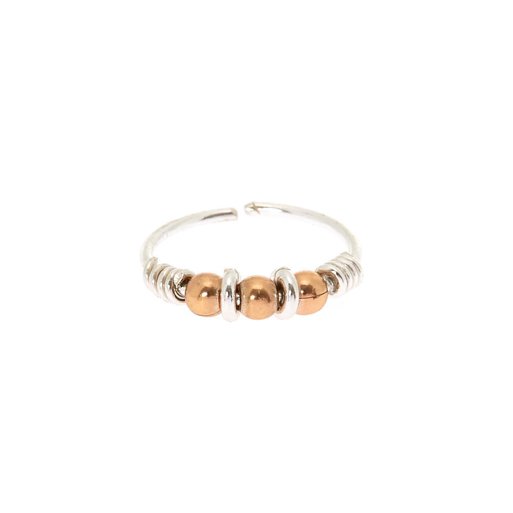 Sterling Silver 22G Rose Gold Bead Nose Ring,