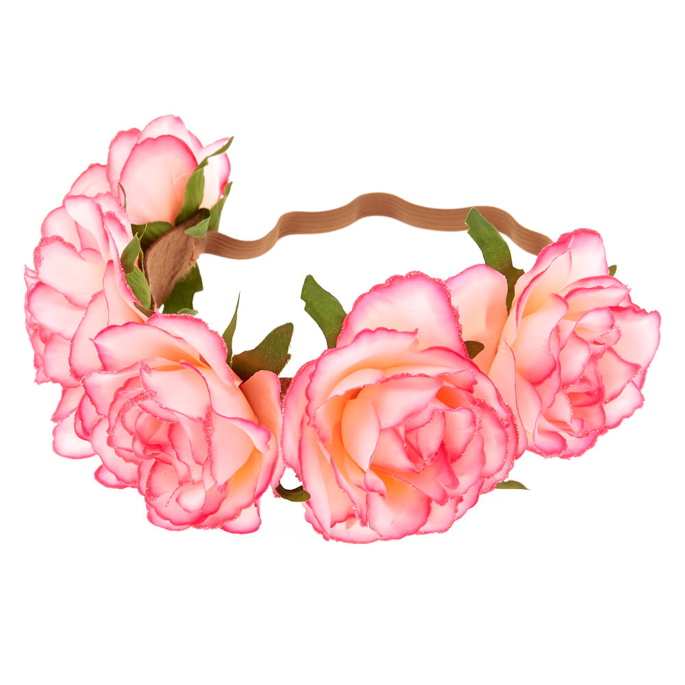Ombre Flower Crown Headwrap - Pink To Orange,