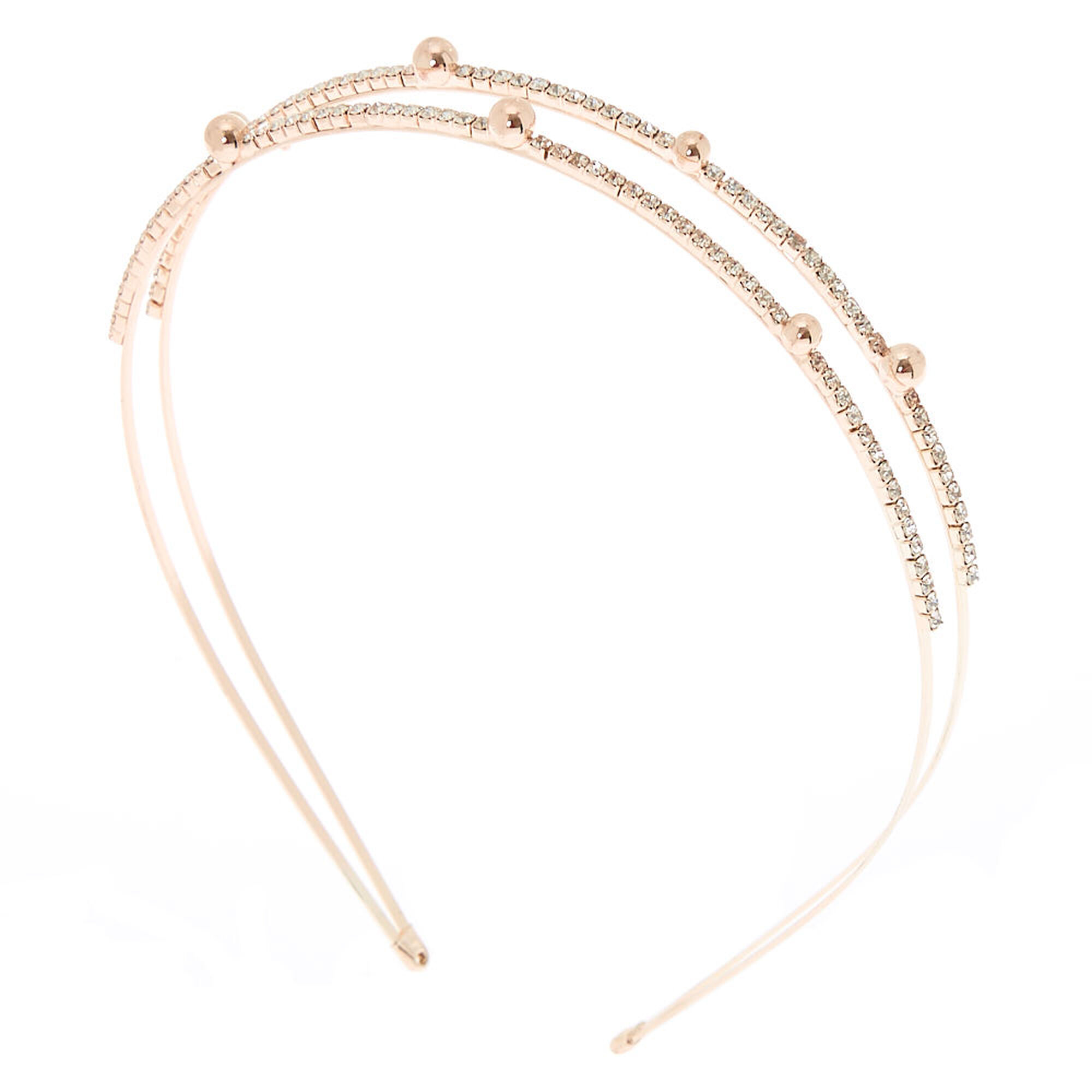 Serre Tete Double Rangee A Ornements Couleur Dore Rose Claire S Fr