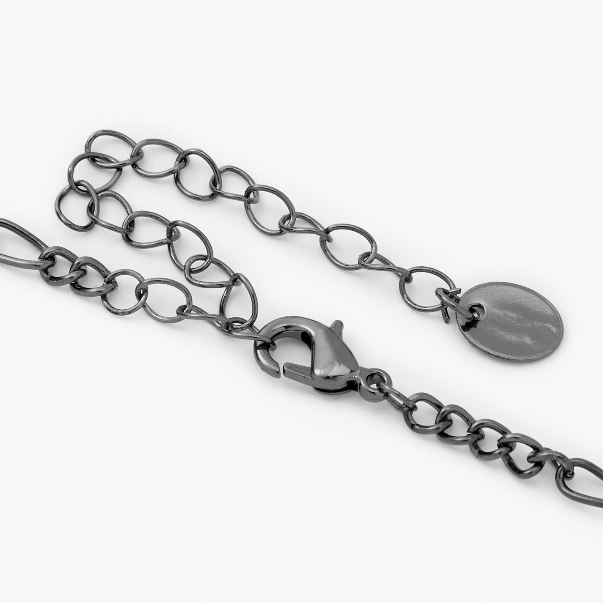 Embellished Crosses Hematite Multi Strand Pendant Necklace,