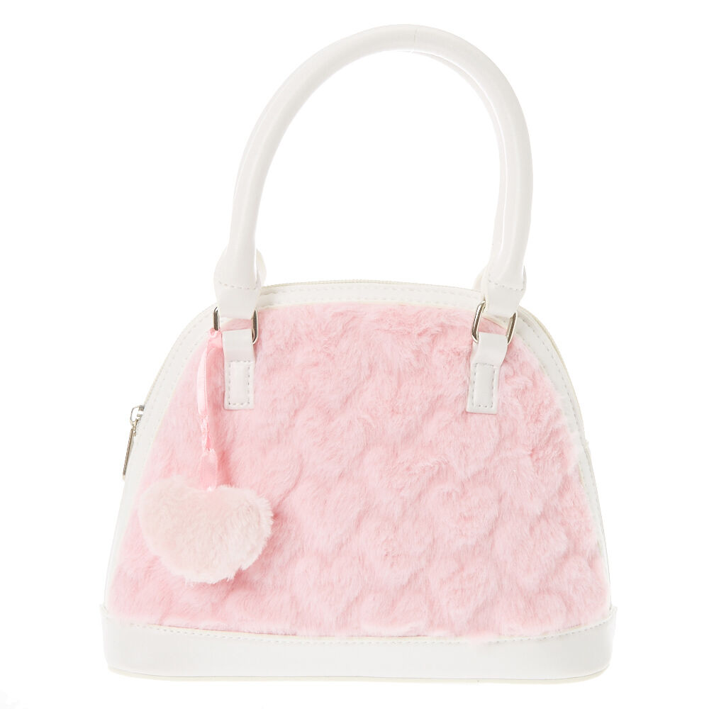 pink faux fur handbag