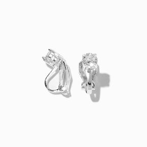 Silver-tone Cubic Zirconia Round Clip On Stud Earrings - 5MM,