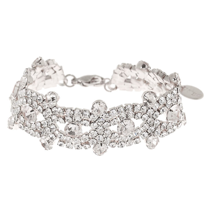 Claire's Bracelet tendance motif symbole de l’infini avec strass couleur argenté