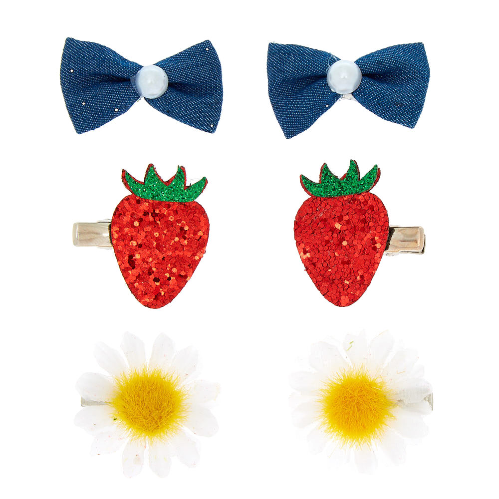 Claire's Club Strawberry Hair Clips - 6 Pack,