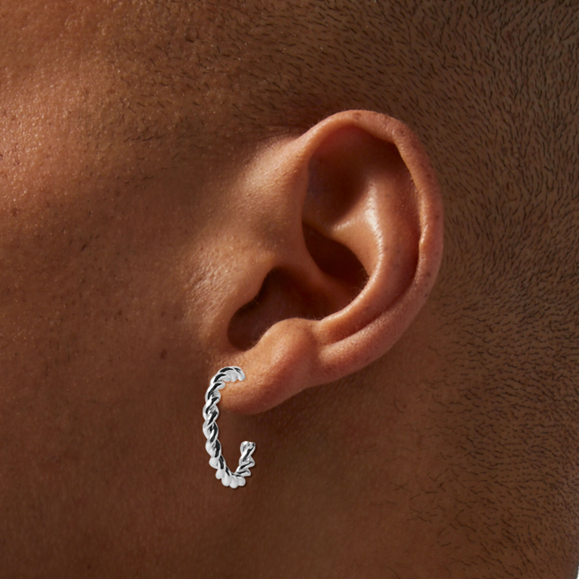 Silver-tone Textured Huggie Hoops - 6 Pack,