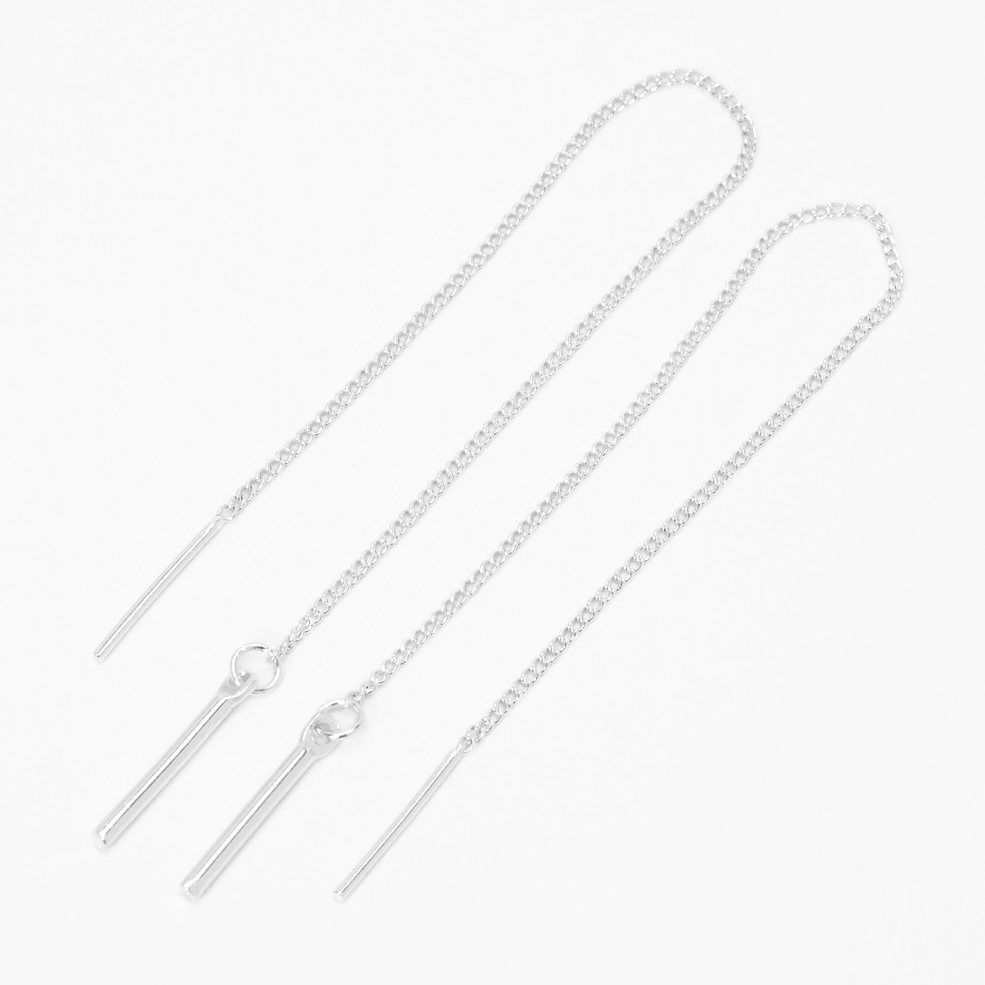 View Claires Tone 4 Linear Bar Threader Drop Earrings Silver information