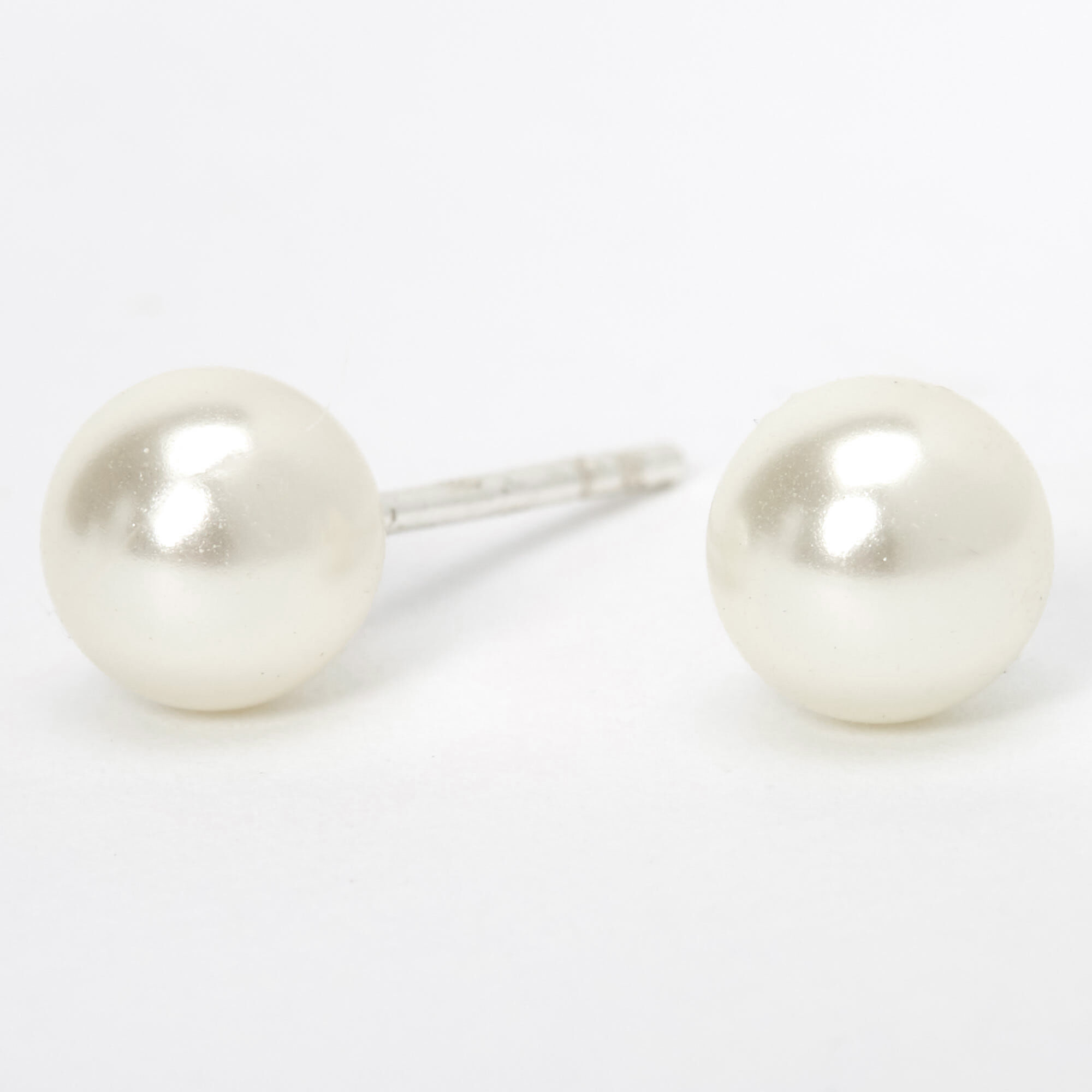 Sterling Silver 6MM Pearl Stud Earrings Claire s US