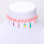 Summertime Charm Tattoo Choker Necklace - Pink,