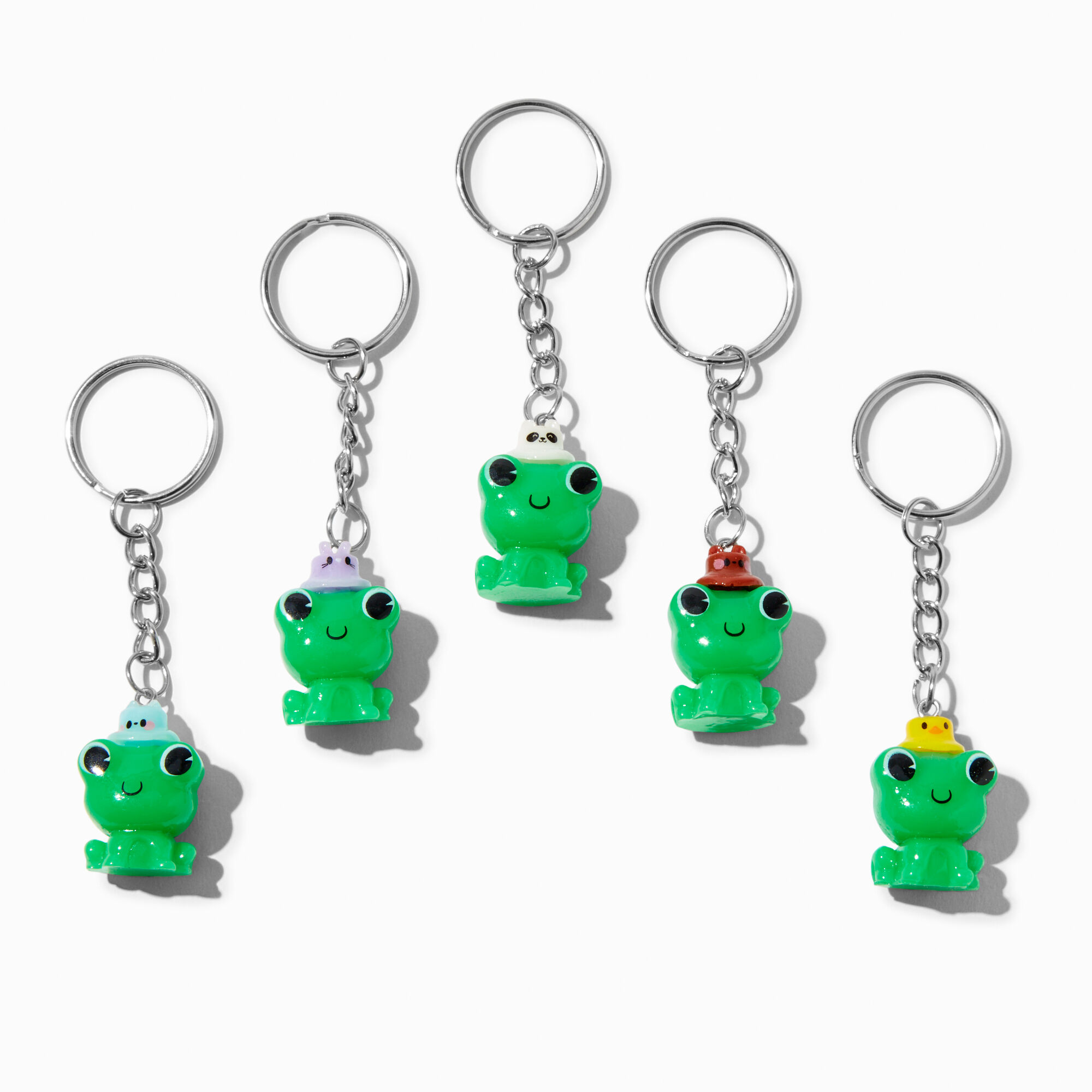 View Claires Frog Bucket Hat Best Friends Keyrings 5 Pack Silver information