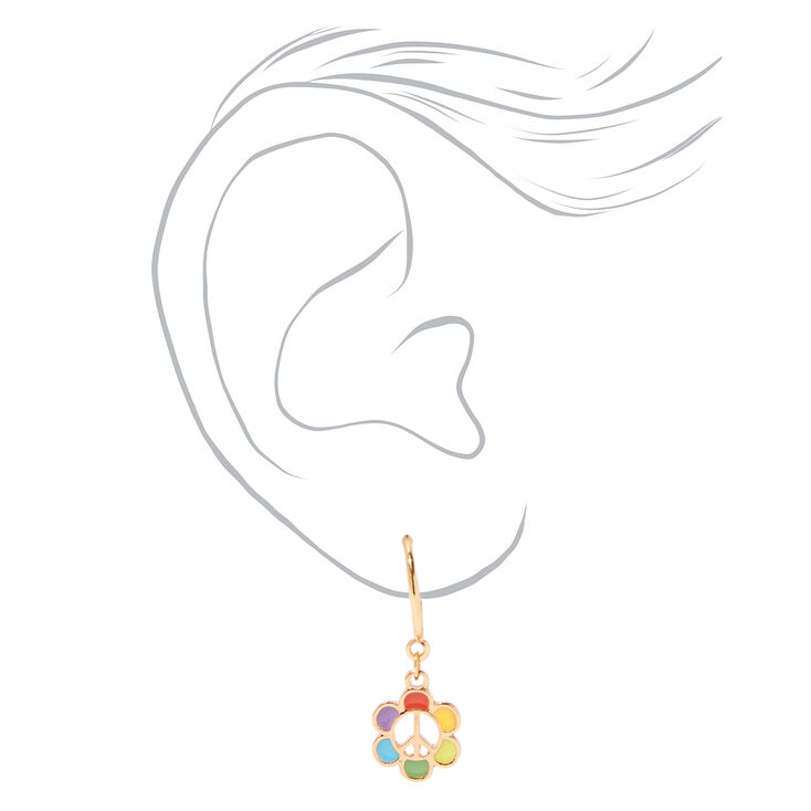 Gold Rainbow Daisy Peace Sign Jewelry Set &#40;3 Pack&#41;,
