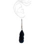 Silver 4.5&quot; Edgy Feather Drop Earrings - Black,