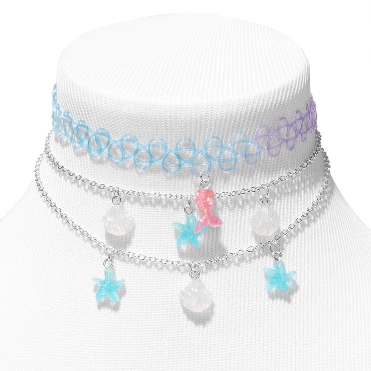 Claire&#39;s Club Starfish Shell Tattoo Choker Necklaces - 3 Pack,
