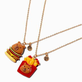 Best Friends Capybara Burger &amp; Fries Pendant Necklaces - 2 Pack,
