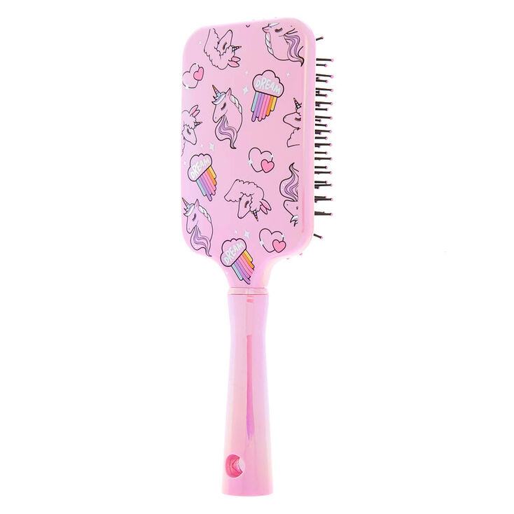 Holographic Unicorn Dream Paddle Hair Brush - Pink,