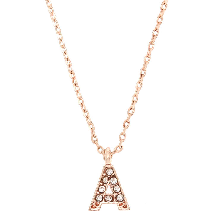 Claire's Collier à pendentif à initiale A couleur doré rose