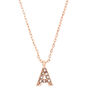 Rose Gold Embellished Initial Pendant Necklace - A,