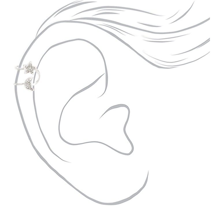 Silver Moon Star Ear Cuff,