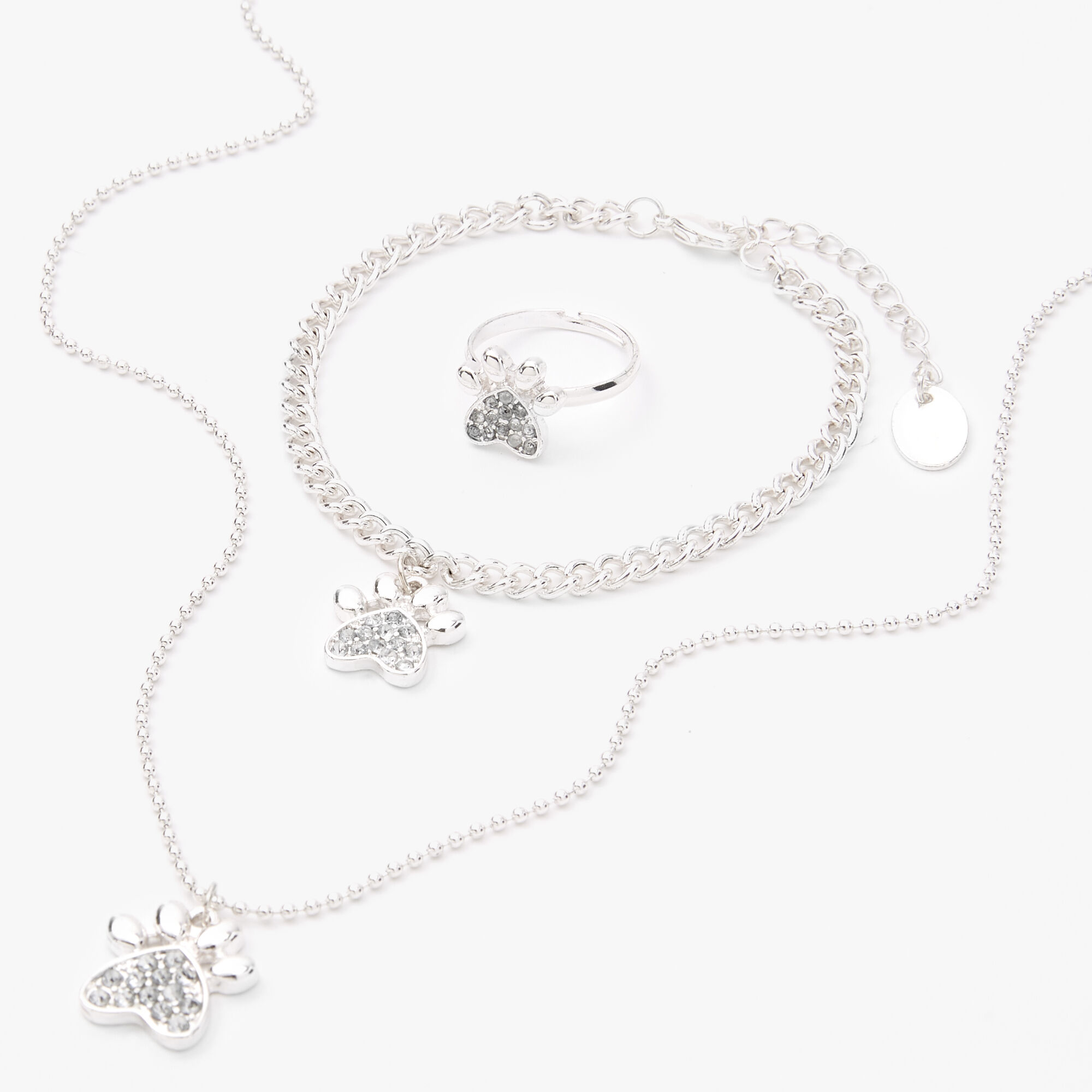 Silver Paw Print Jewellery Gift Set - 3 Pack,