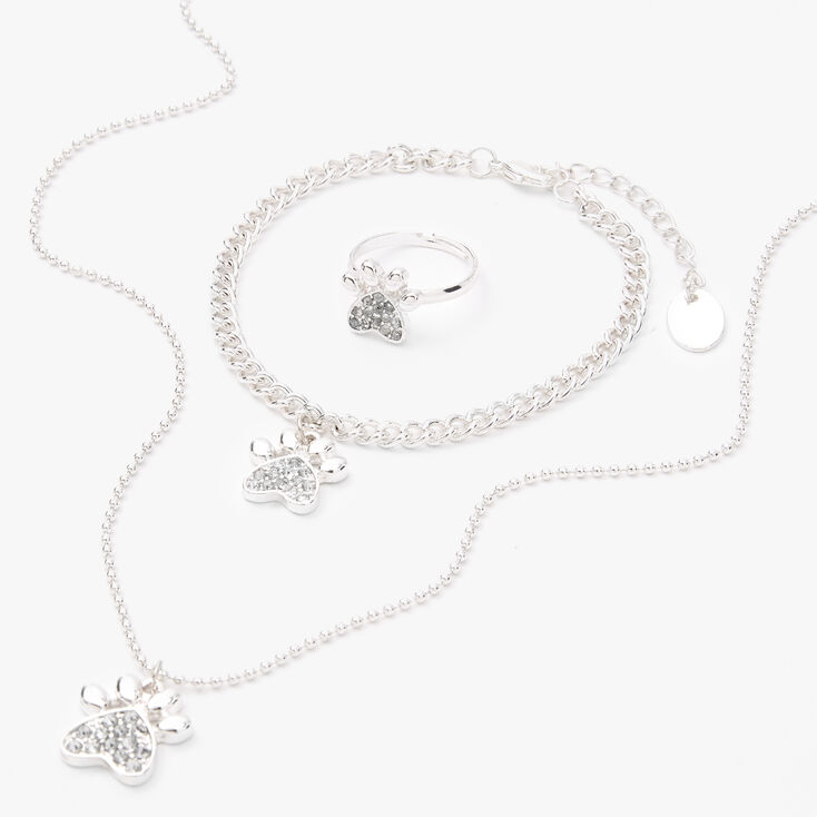 Silver Paw Print Jewellery Gift Set - 3 Pack,