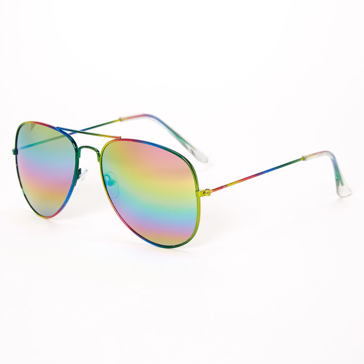 Claire's Lunettes de soleil aviateur arc-en-ciel métallisées