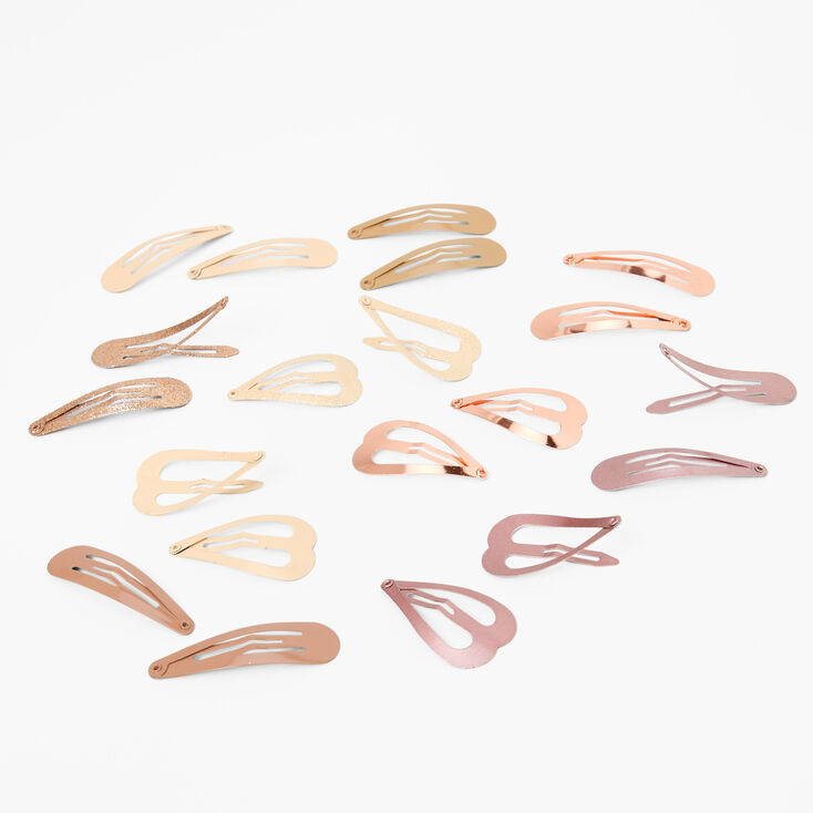 Double Decker Heart Snap Hair Clips - 20 Pack,