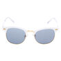 Gold Retro Browline Sunglasses - White,