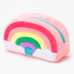 Rainbow Plush Makeup Bag - Pink,