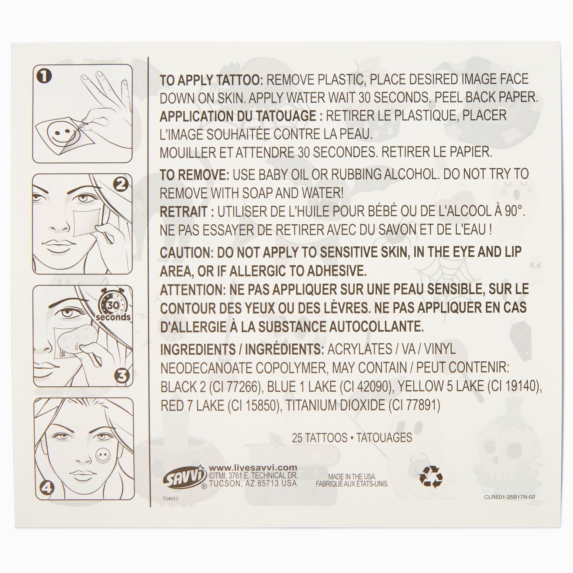 Ghoul Halloween Temporary Tattoos - 50 Pack,