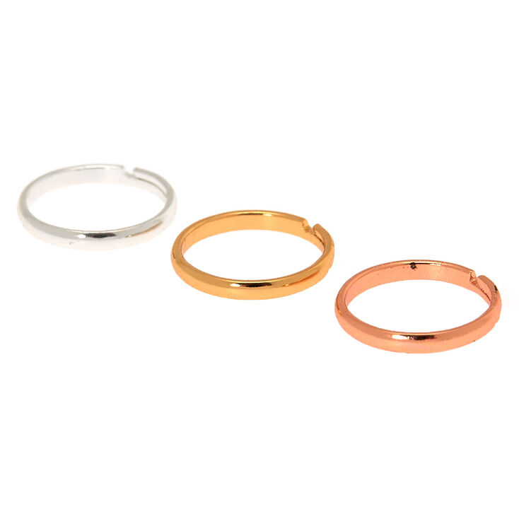 Mixed Metal Classic Band Toe Ring Set - 3 Pack,