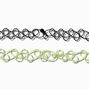 Green &amp; Black Shamrock Tattoo Choker Necklaces - 2 Pack,