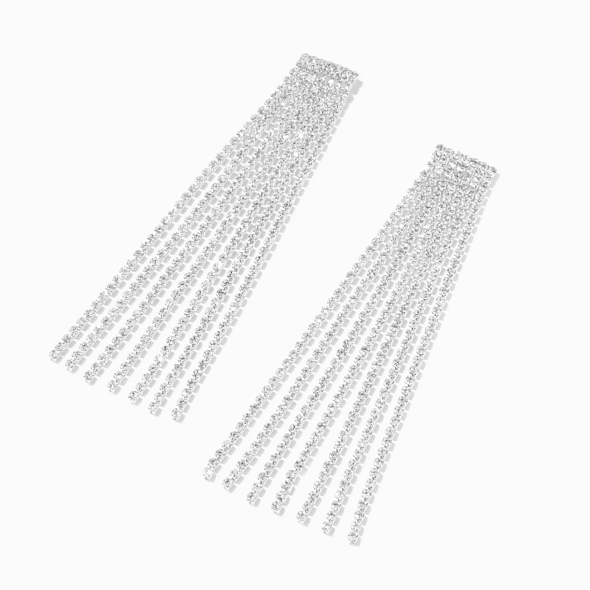 View Claires Tone Crystal 4 Chain Linear Drop Earrings Silver information