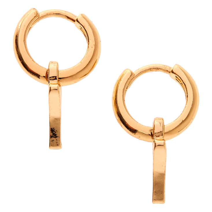 Gold 10MM Initial Huggie Hoop Earrings - Y | Claire's