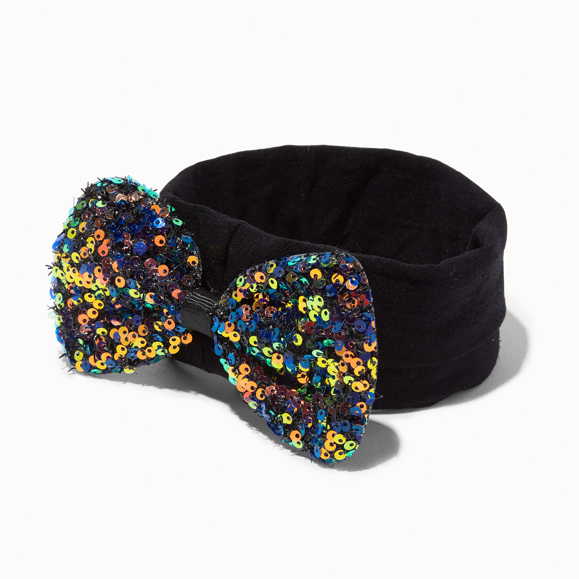 View Claires Club Sequin Sparkle Bow Headwrap Black information