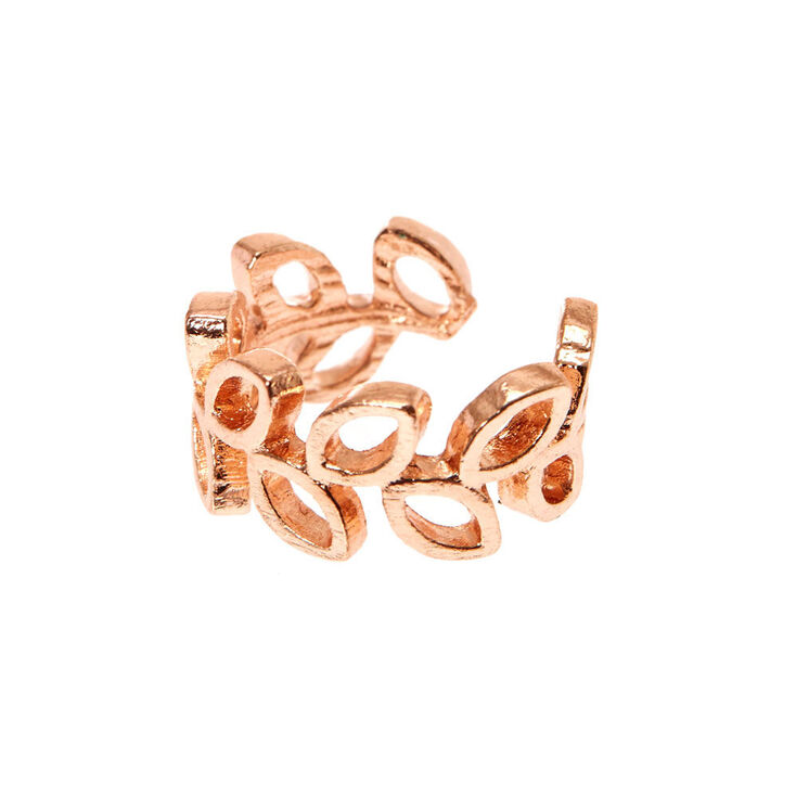 Claire's Manchette d'oreille rose couleur doré en forme de feuilles ouvertes