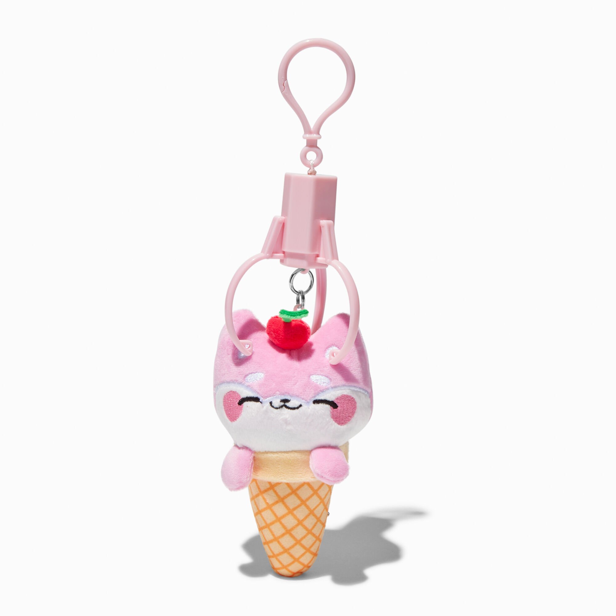 Plush Ice Cream Dog Claw Machine Keychain,